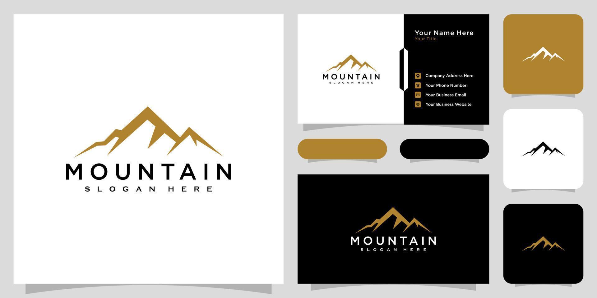 plantilla de diseño de vector de logotipo de montaña y tarjeta de visita