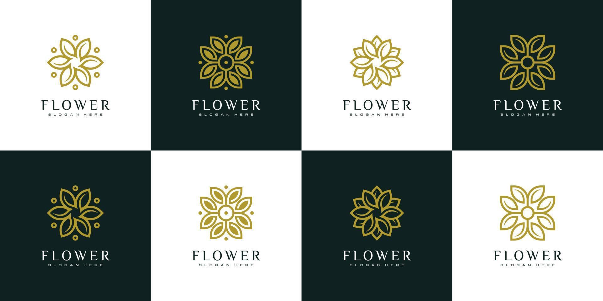 conjunto de plantilla de diseño de vector de logotipo de flor