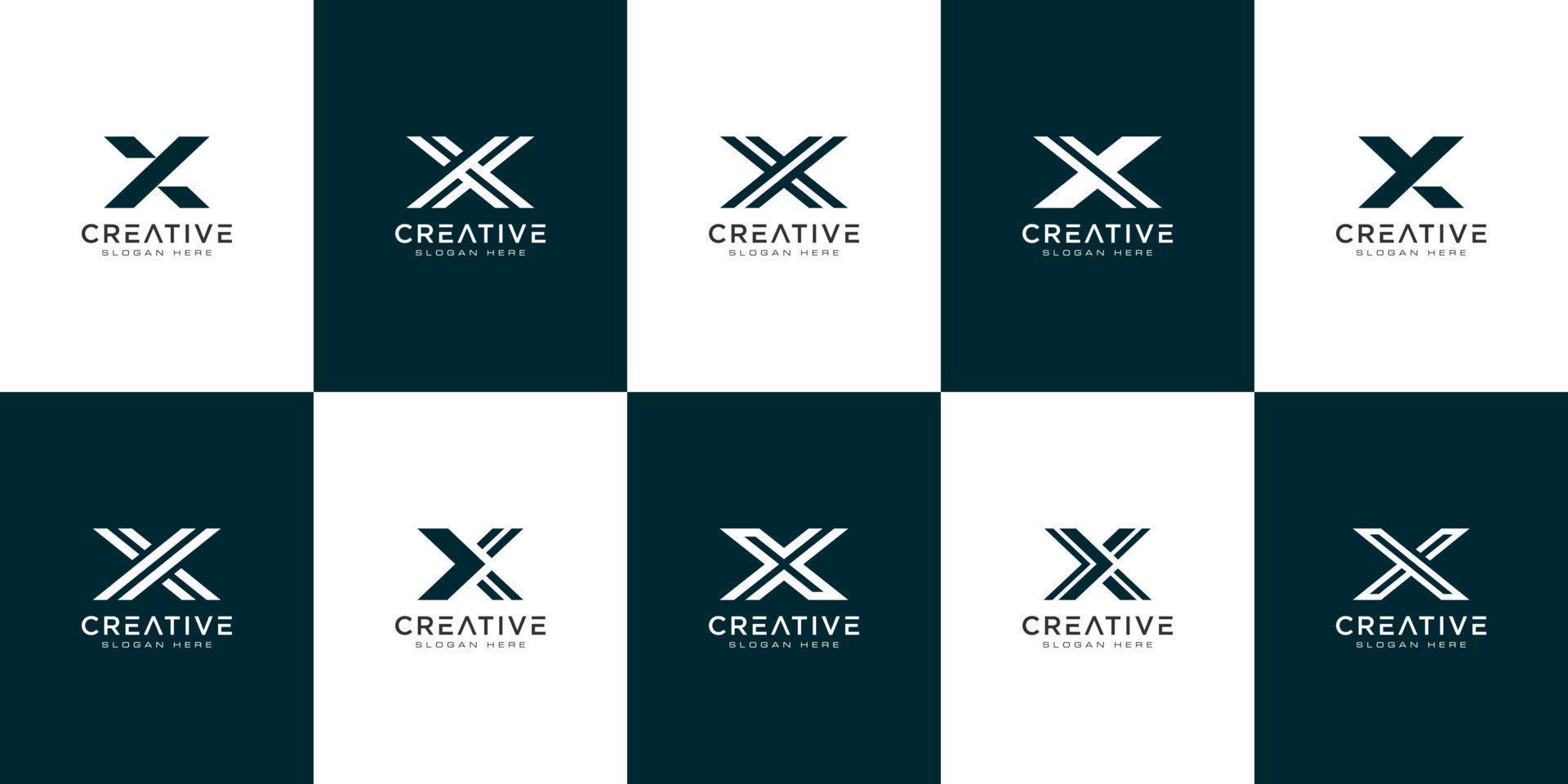 conjunto de iniciales letra x logotipo abstracto vector