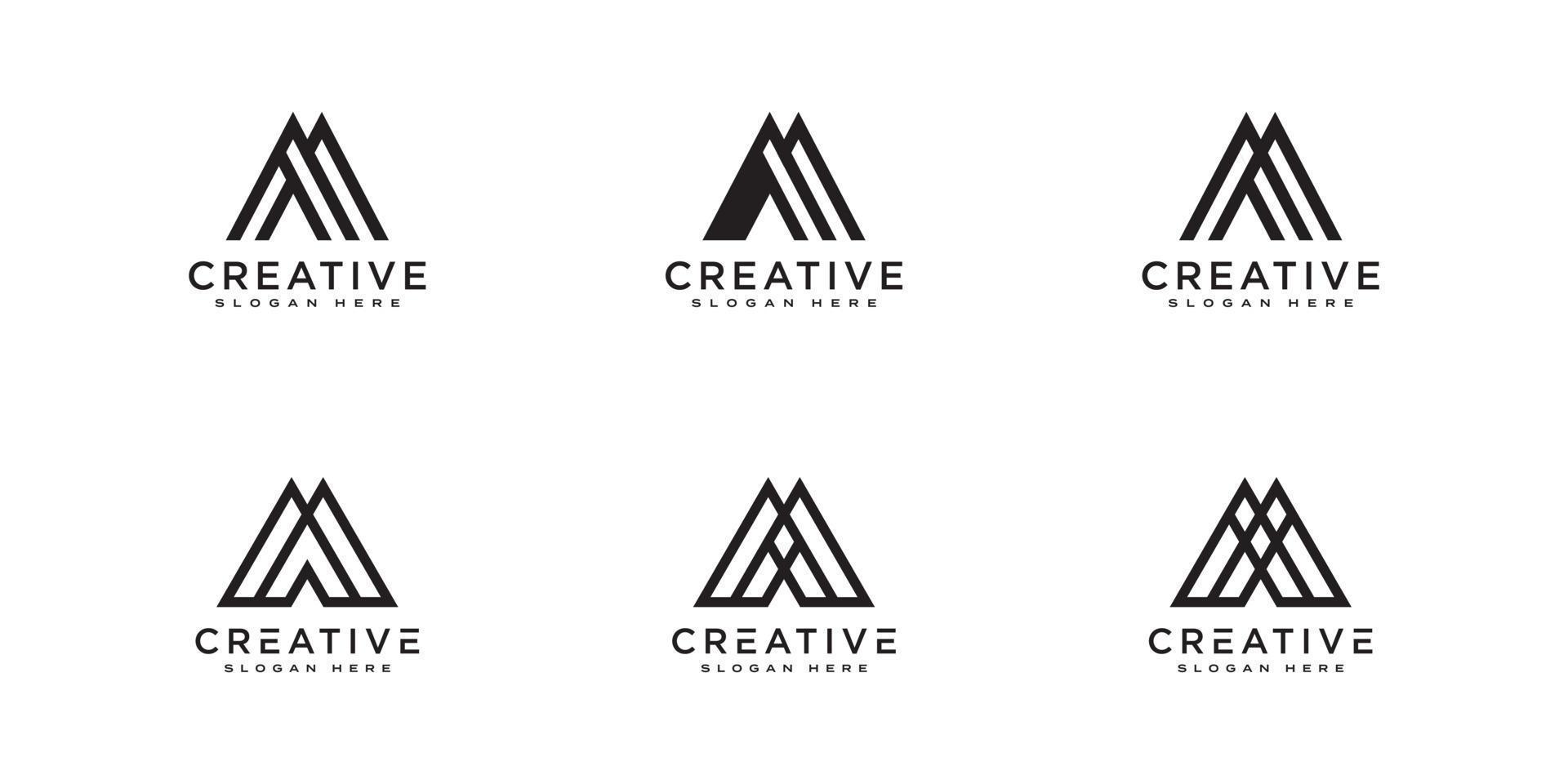 set of initials letter M abstract logo vector design 7988718 Vector Art ...