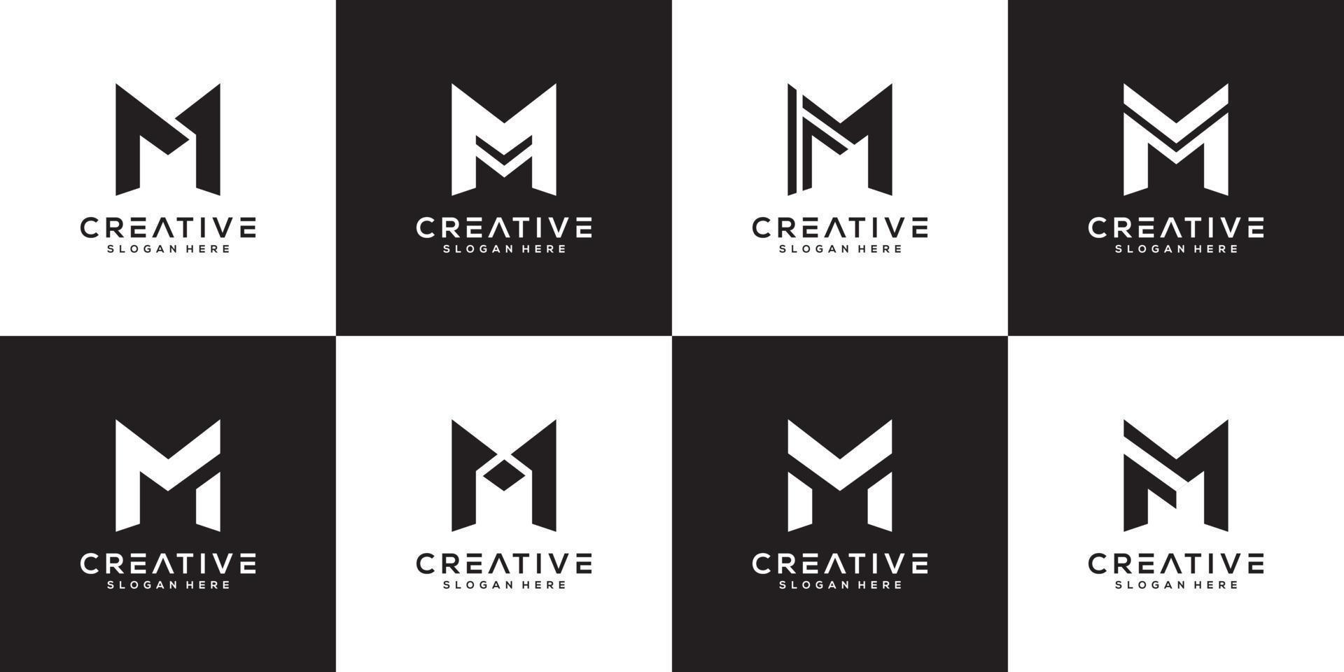 set of initials letter M abstract logo vector design