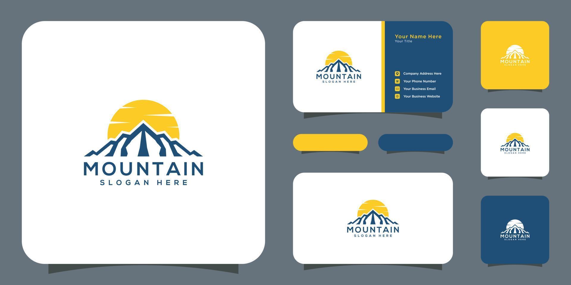 mountain logo vector design and business card