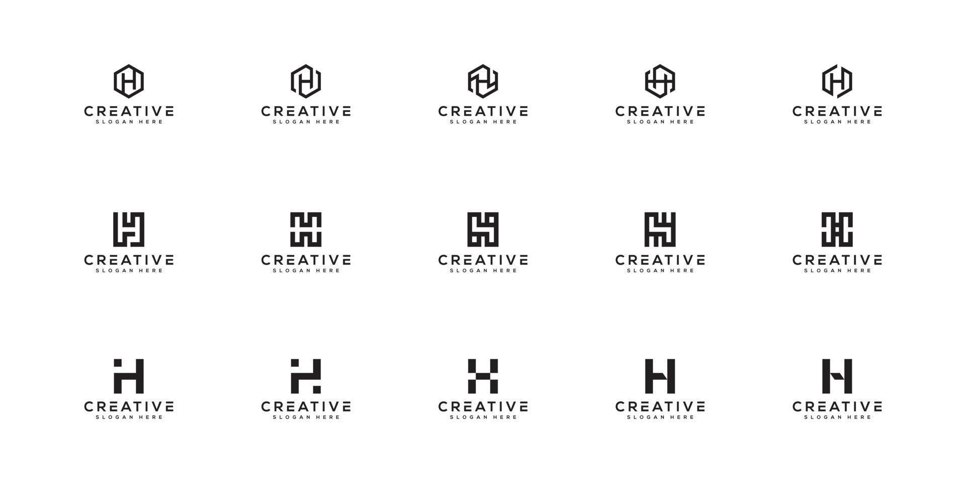 Set of initial H abstract logo vector template
