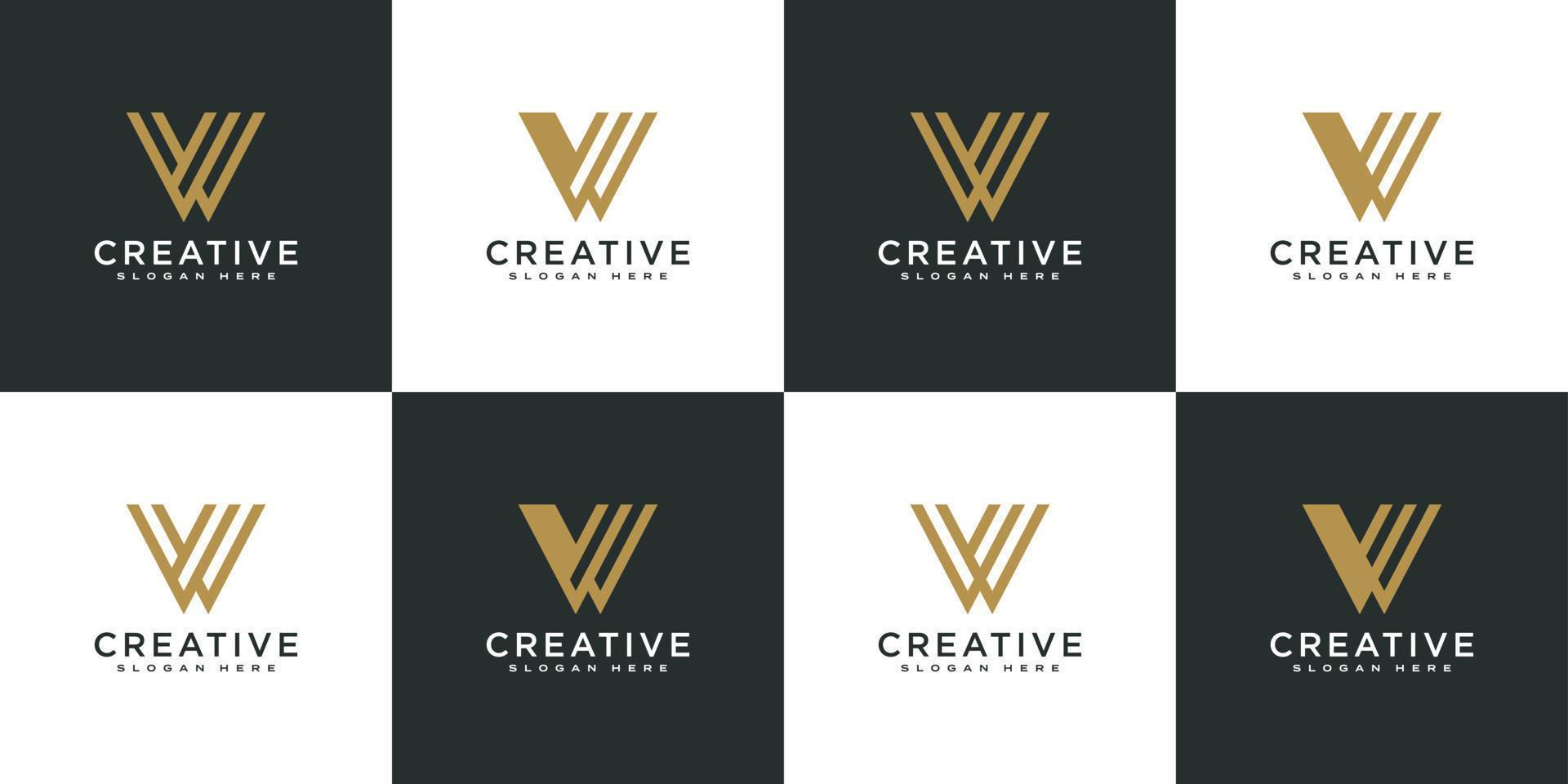 conjunto de iniciales letra w diseño de vector de logotipo abstracto