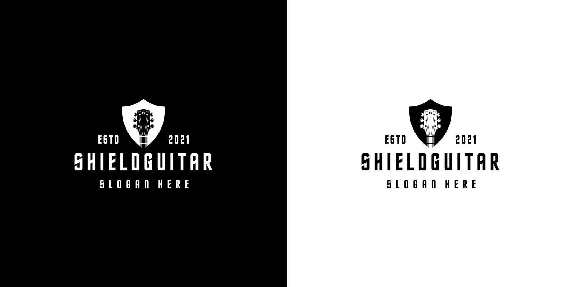 shield guitar logo design vector silhouette