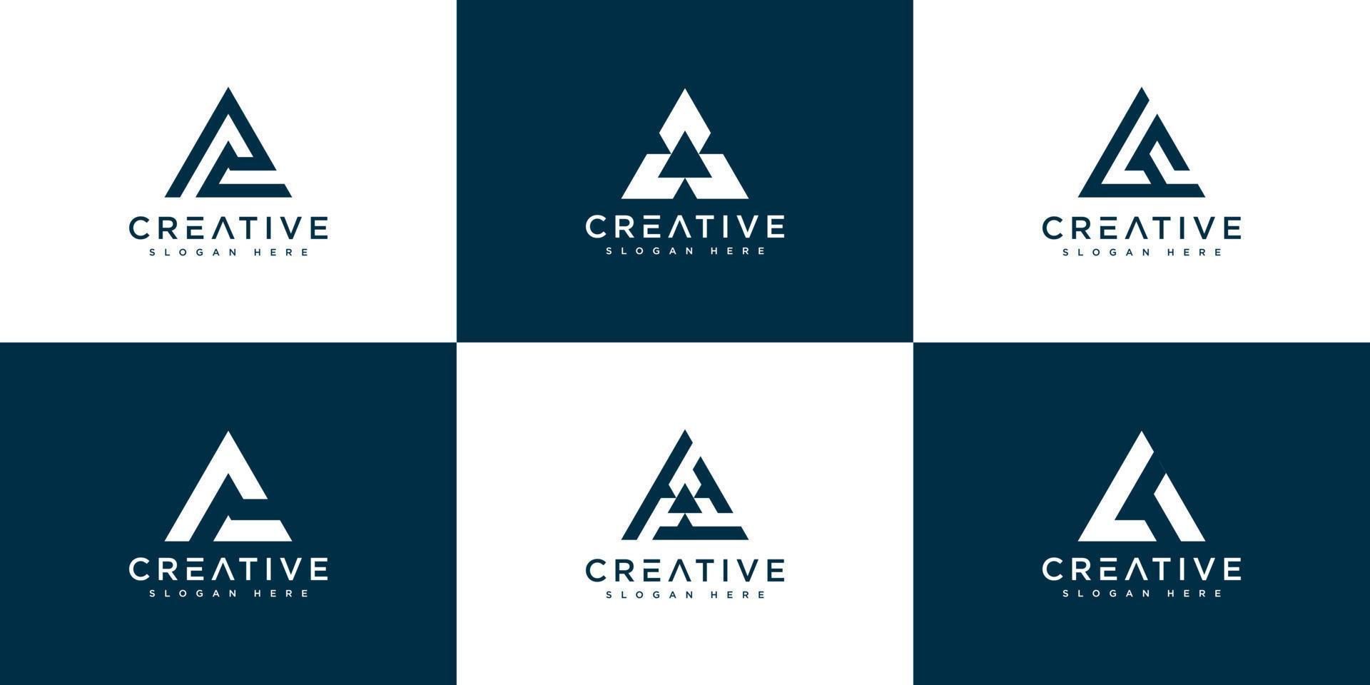 Set of initial letter A logo design template vector