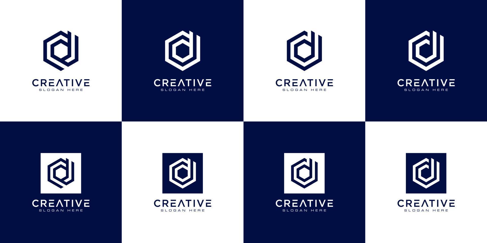 Set of initial letter D abstract logo vector template