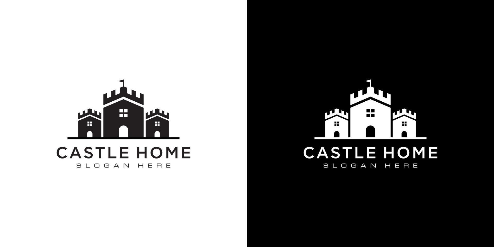 diseño vectorial del logotipo del castillo y el hogar vector