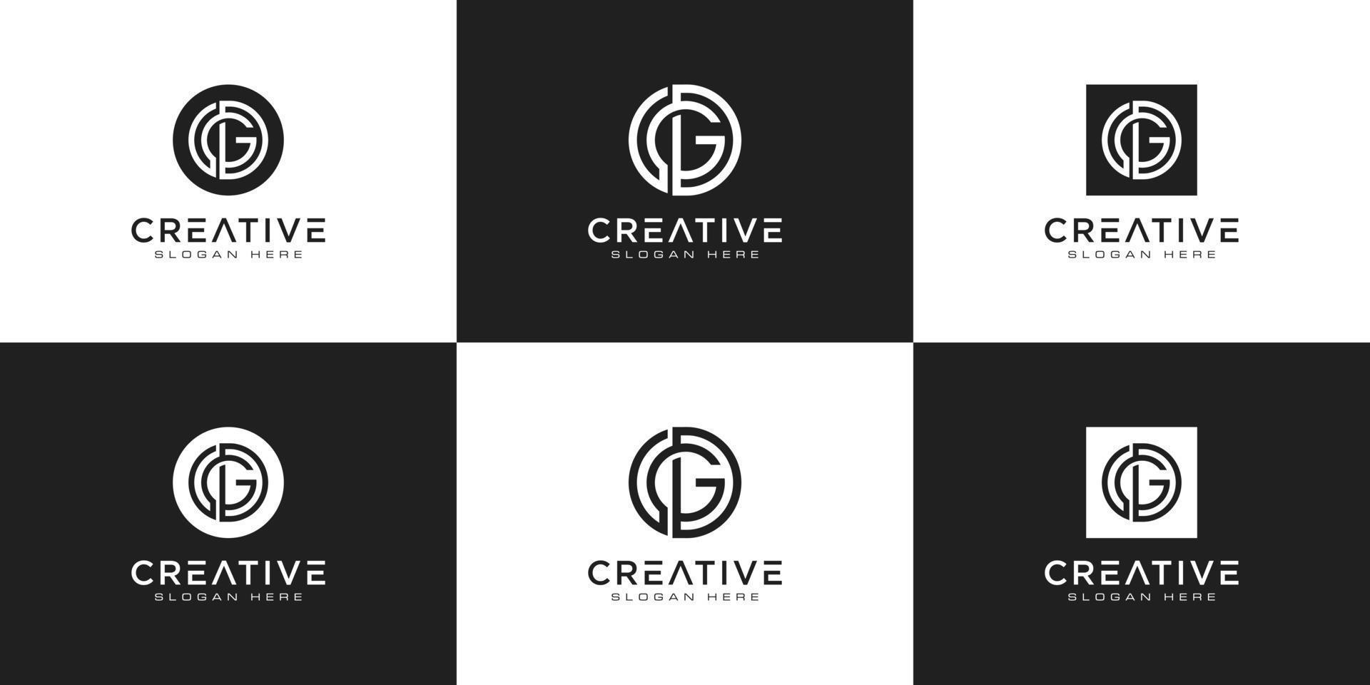 Set of creative monogram letter GD logo template. the logo can be used for business and building company. vector