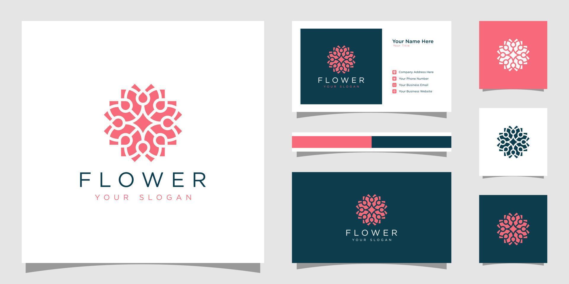 Creative elegant flower with leaf element logo and business card. logo for beauty  cosmetics  yoga and spa vector