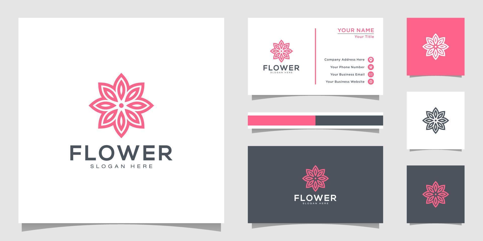 Flower logo design with line art style. logos can be used for spa, beauty salon, decoration, boutique. and business card vector