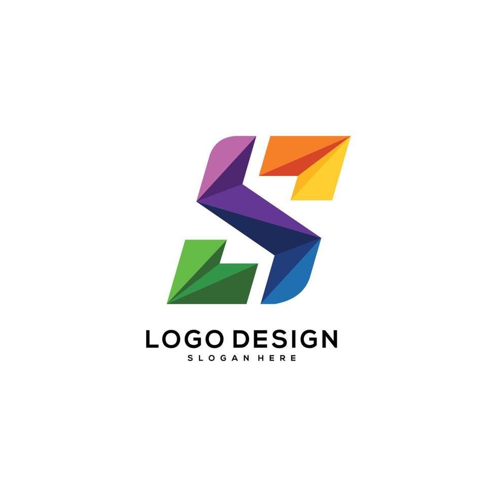 Logo S letter Vector abstract full color