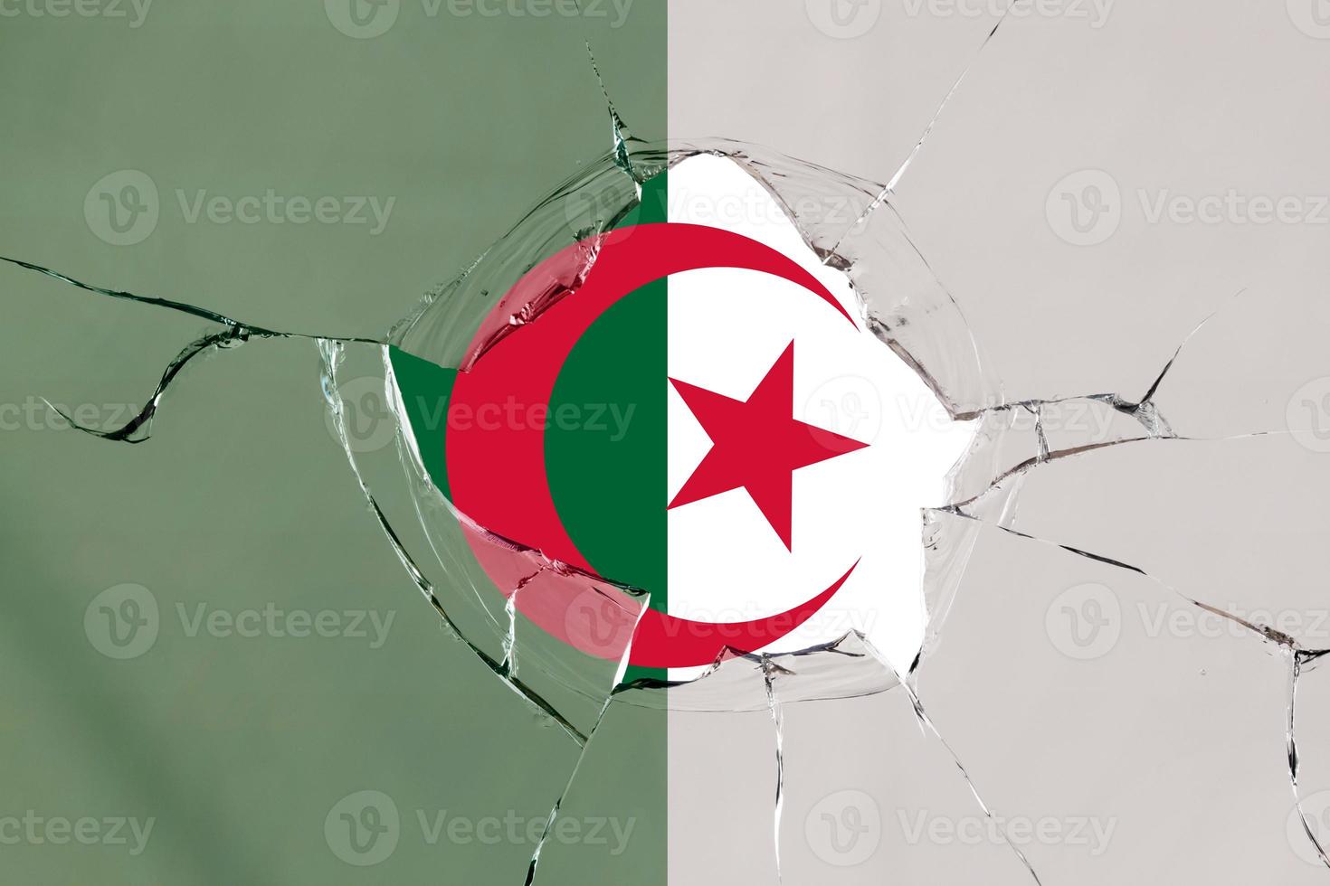 Flag of Algeria on glass photo