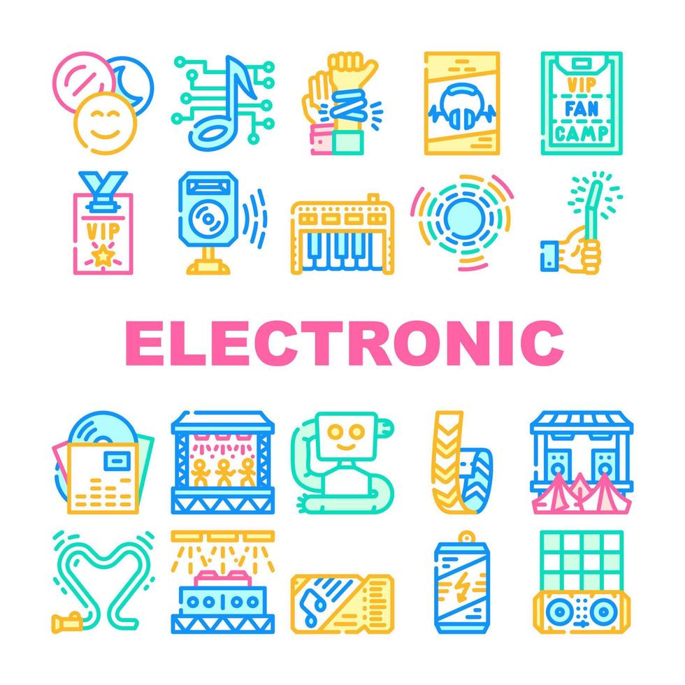 conjunto de iconos de colección de música electrónica de baile vector