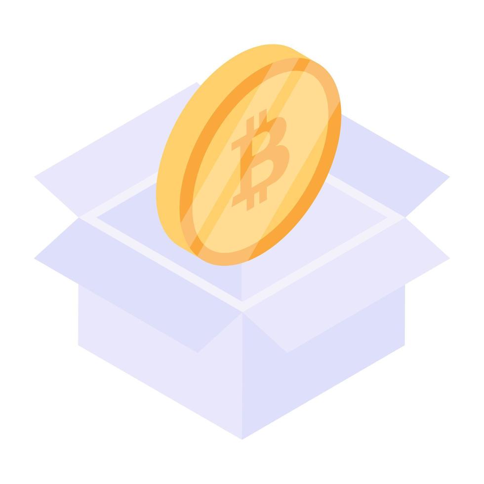 A well-designed crypto box isometric icon vector