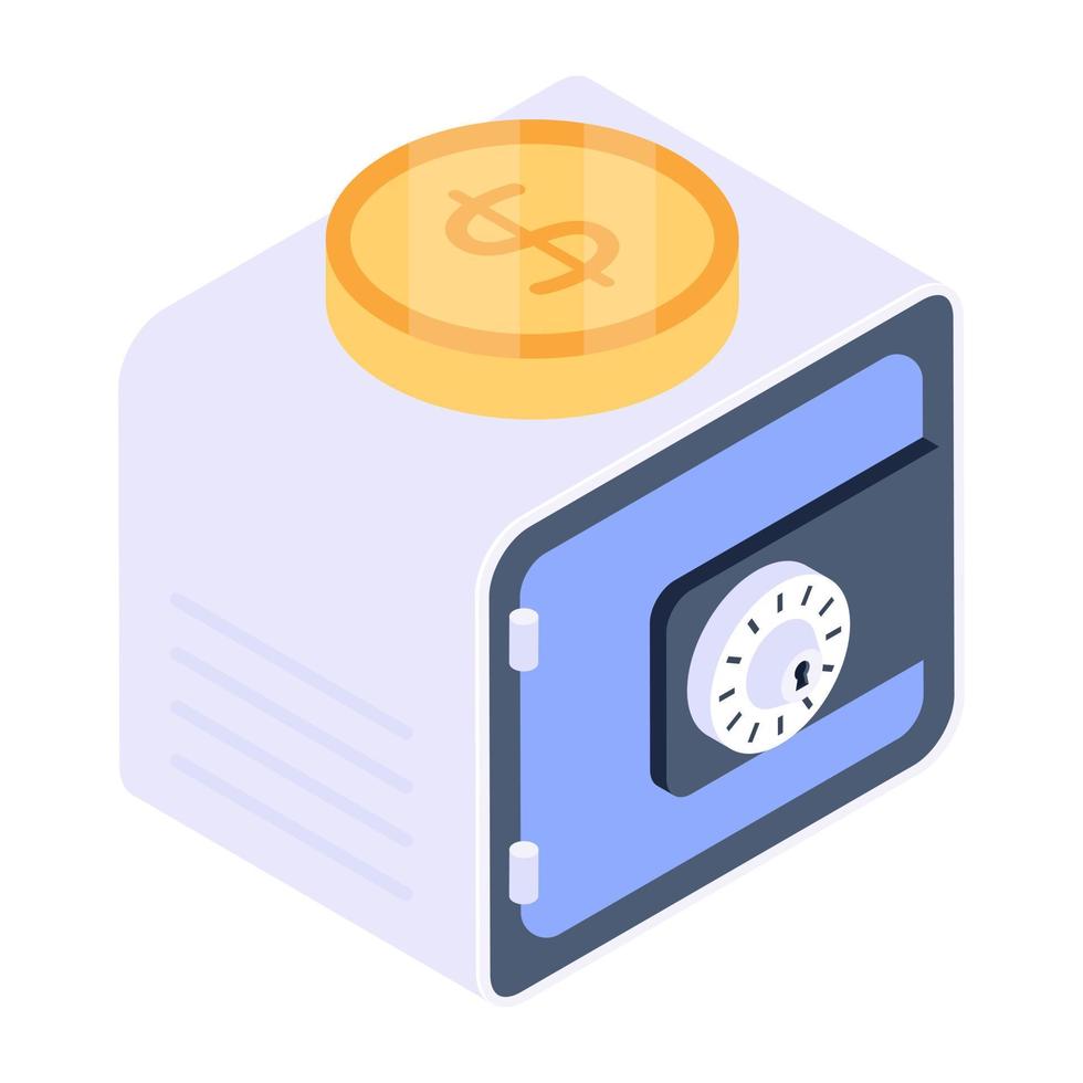 Bank safe isometric icon is up for premium use vector