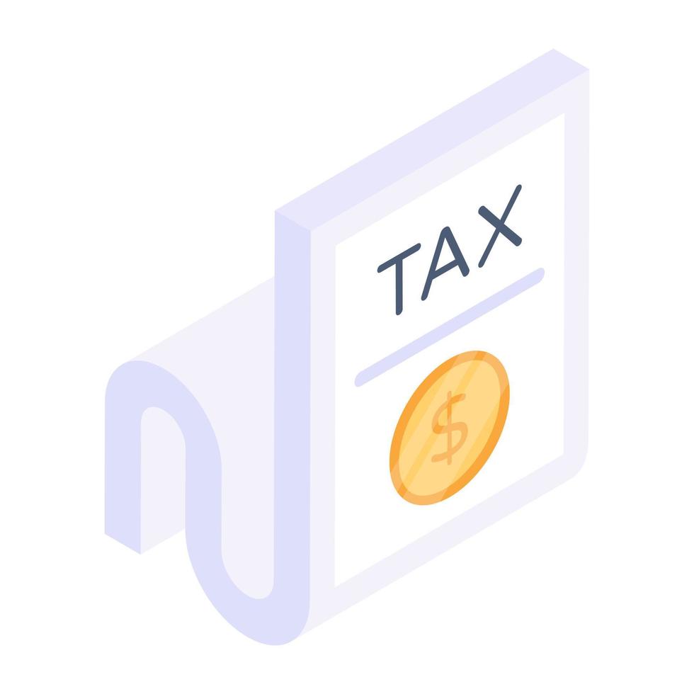 Creatively designed isometric icon of tax report vector