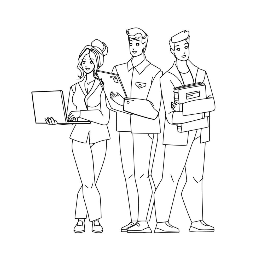 Office Team Colleagues Working Together Vector