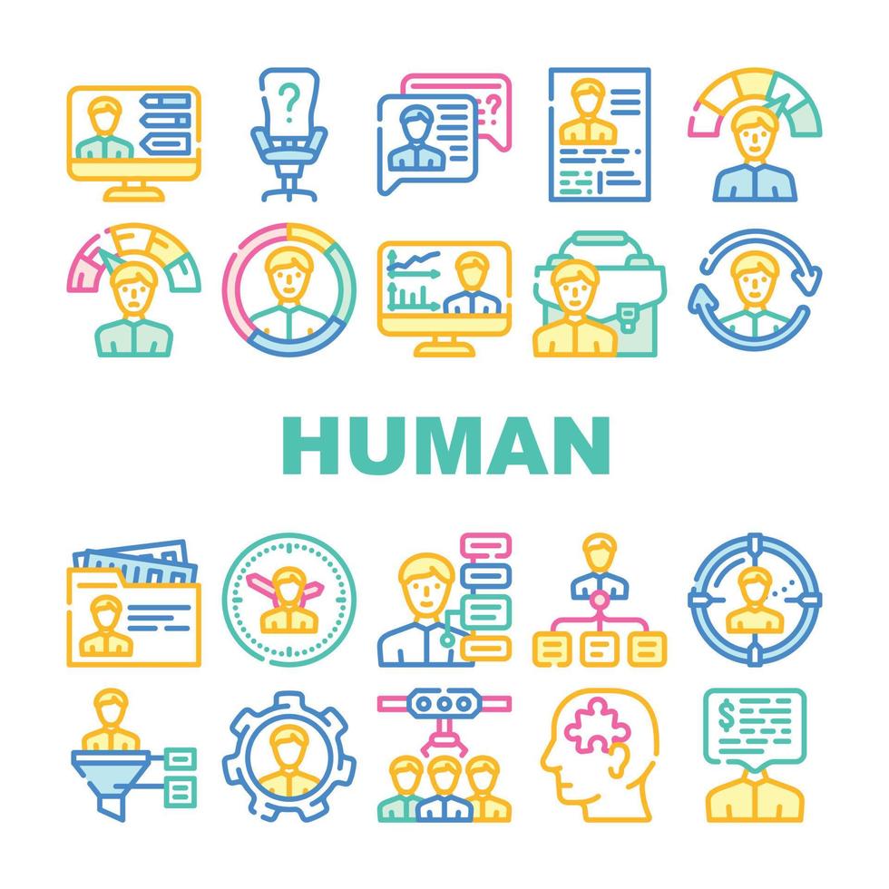 Human Resources Hr Department Icons Set Vector