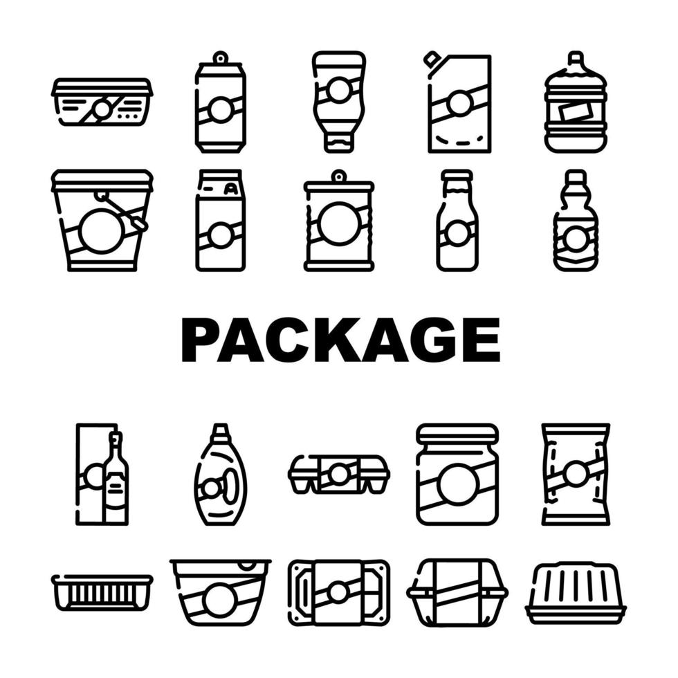 Package For Product Collection Icons Set Vector