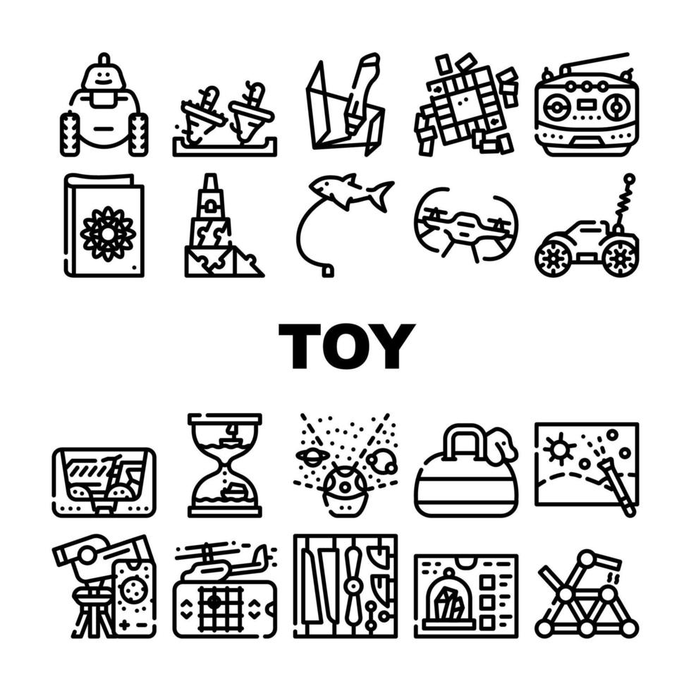 conjunto de iconos de colección de juegos de juguetes y niños vector