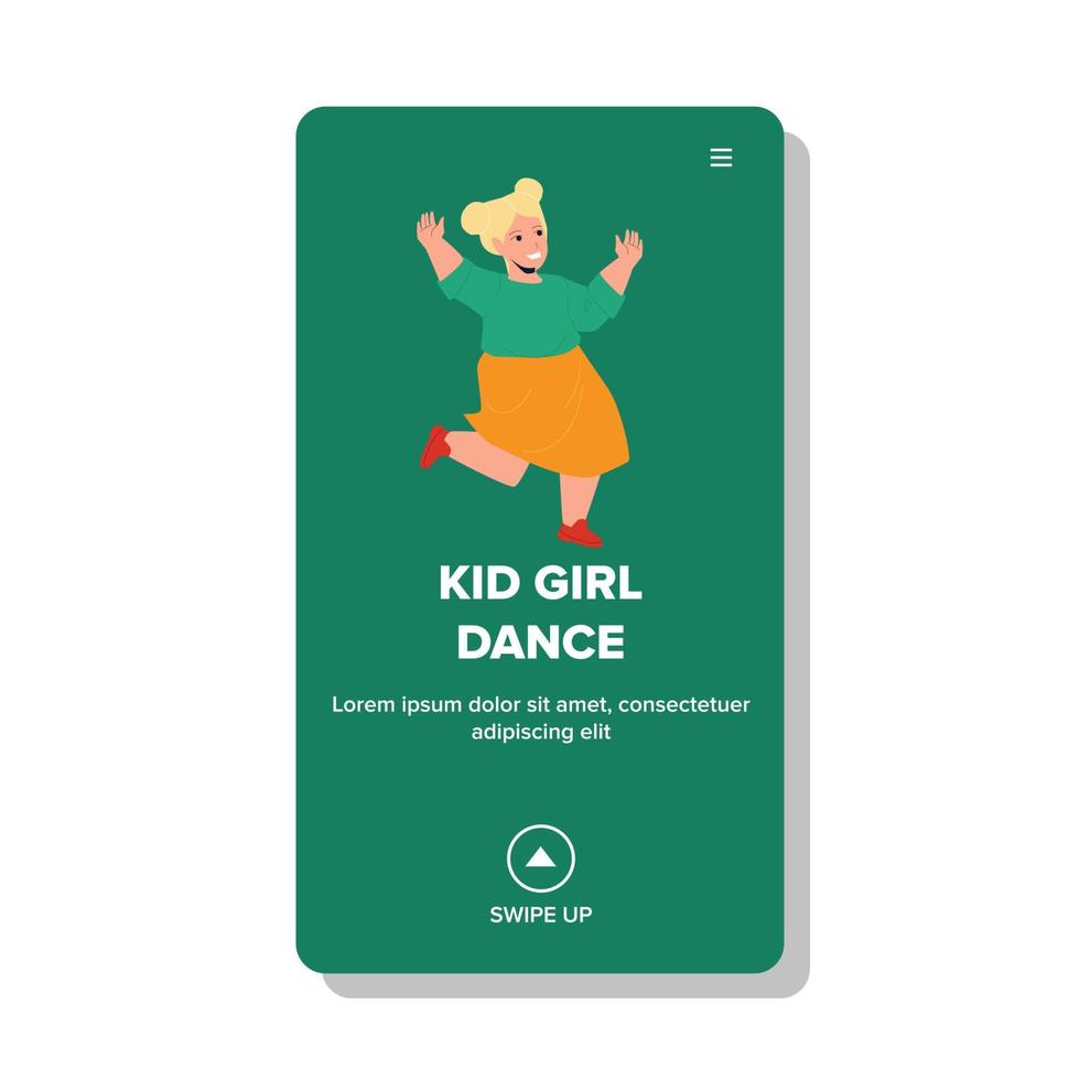 Kid Girl Dance To Music On Birthday Party Vector