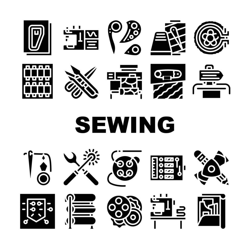 Sewing Craft Studio Collection Icons Set Vector