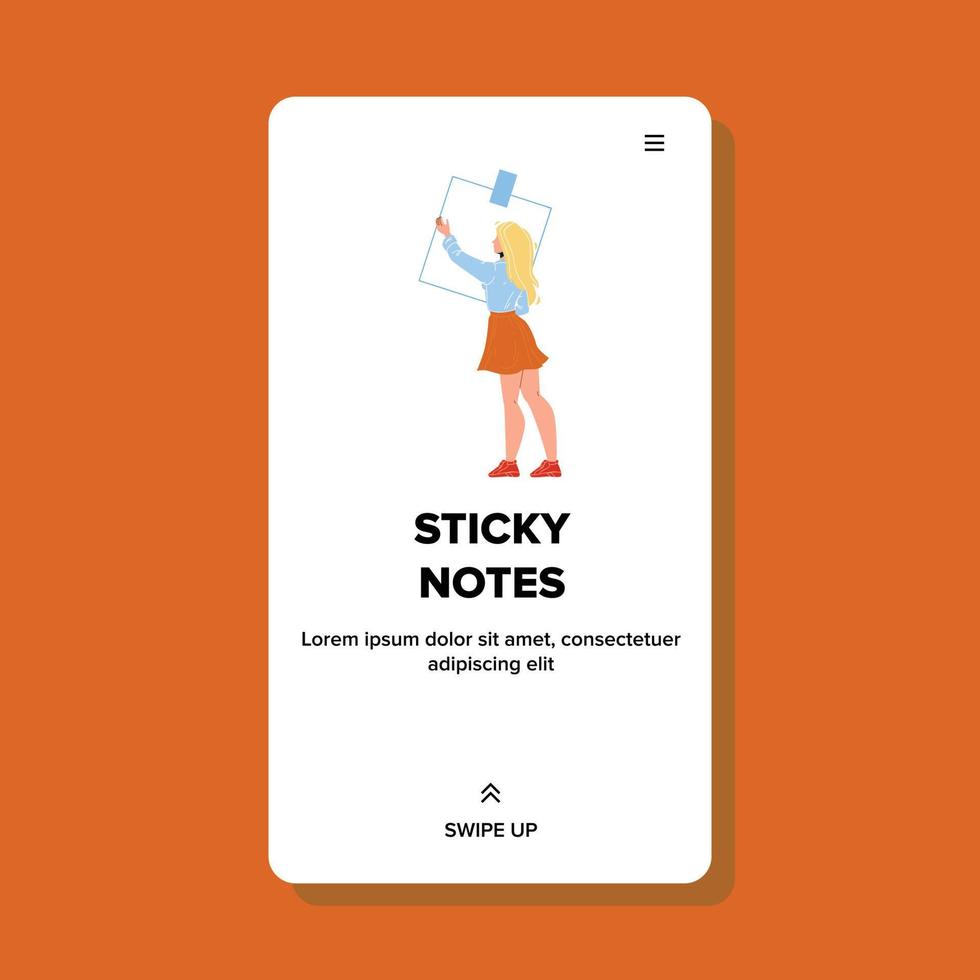 Sticky Notes With Work Task Hold Woman Vector