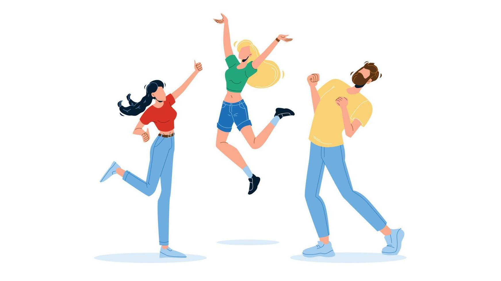 Gente feliz saltando entusiasmo emoción ilustración vectorial vector