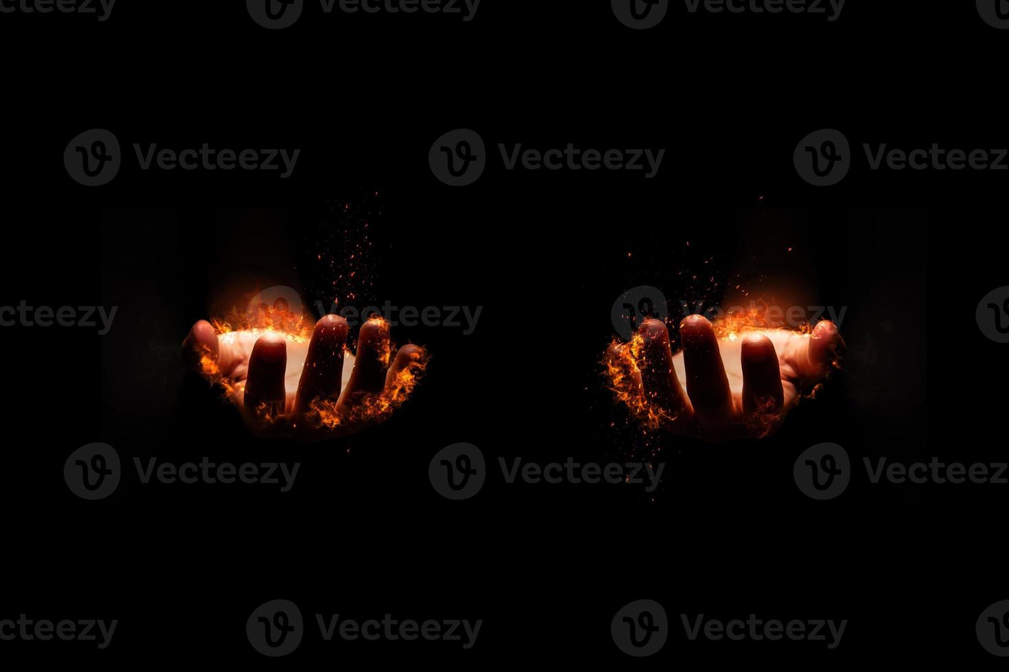 Fire was burning hands photo