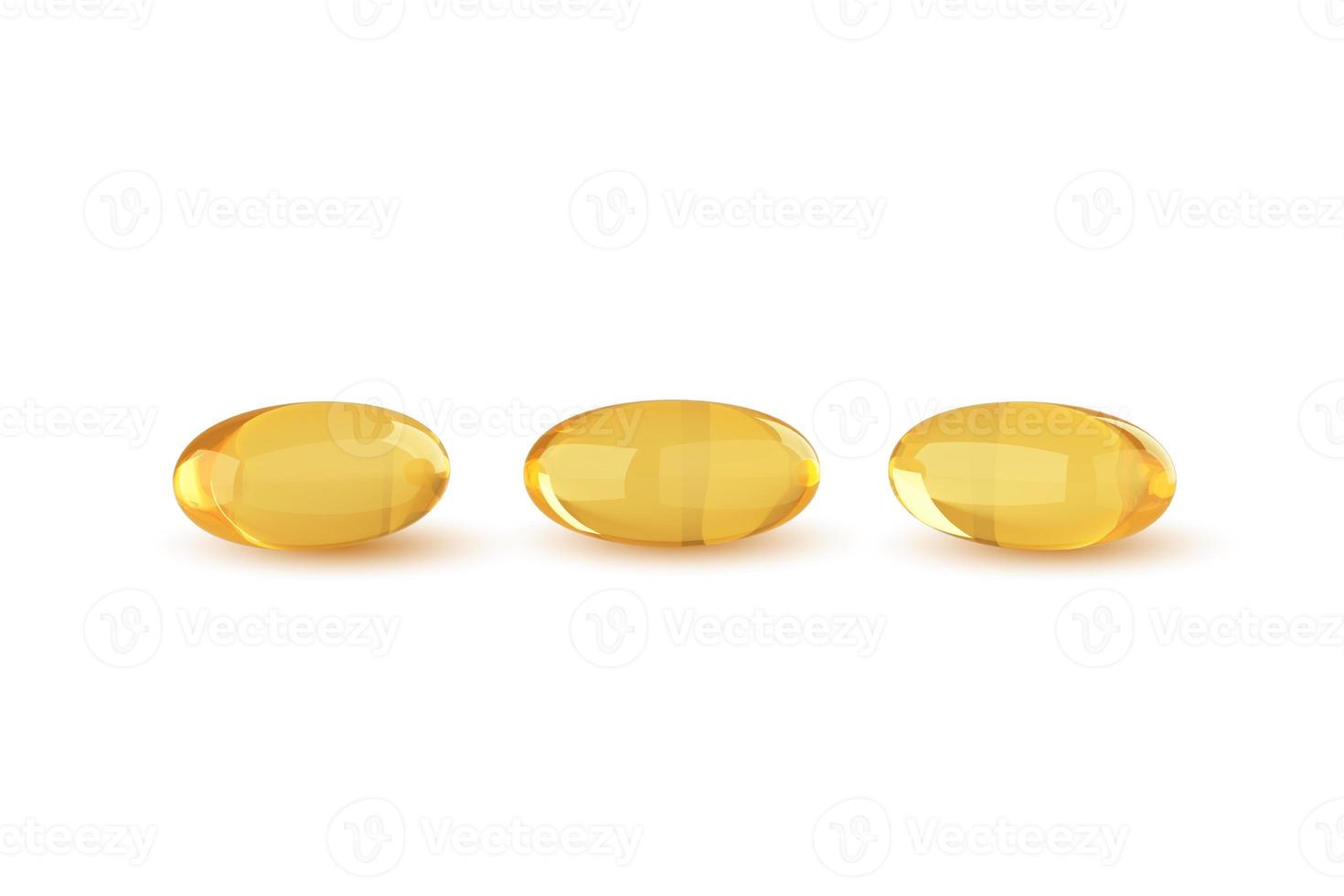 Capsules Omega 3 on white background, 3D rendering photo