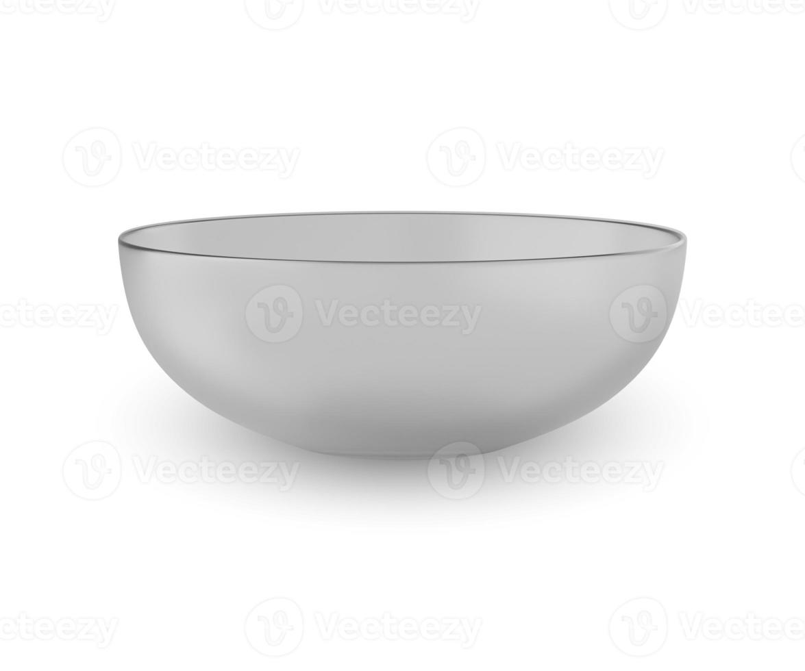 Empty glass bowl isolated on white background. 3D rendering photo