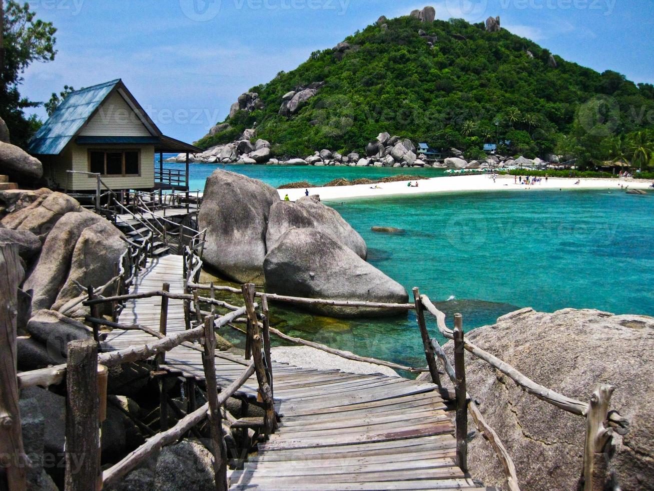 The blue sea with moutain and rock,Nang Yuan Island, Surat Thani,Thailand photo