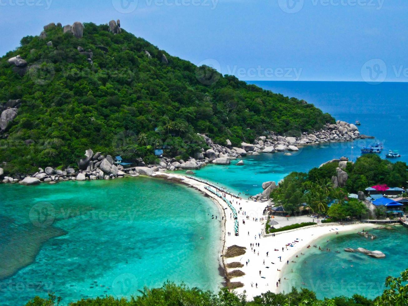 The blue sea with beach and mountain,Nang Yuan Island, Surat Thani,Thailand photo