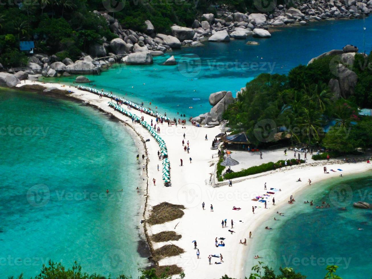 The blue sea with beach and rock,Nang Yuan Island, Surat Thani,Thailand photo