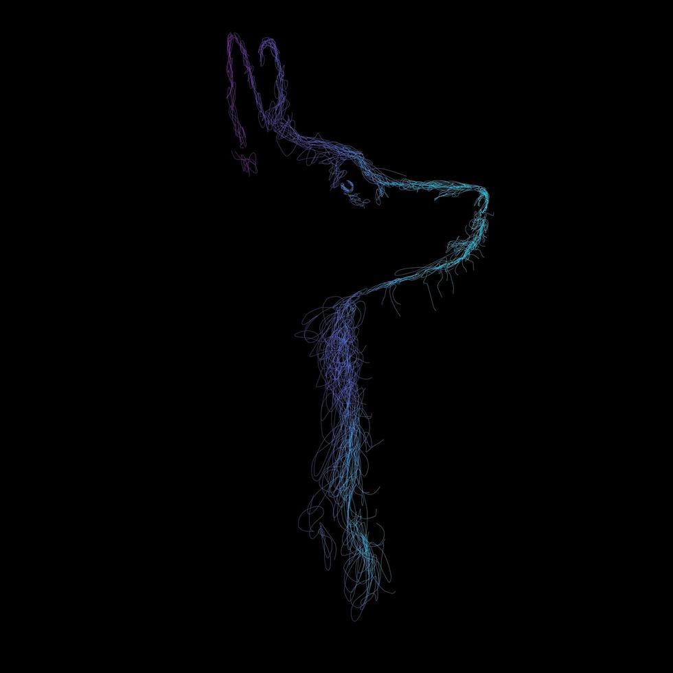 Dog scribble art illustration on black background photo
