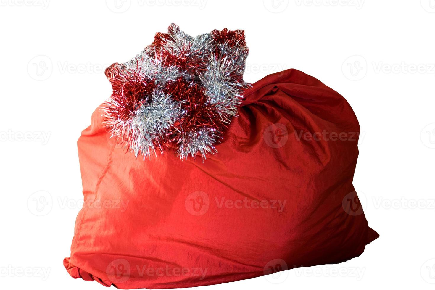 Santa Claus red bag, isolated on white background. photo