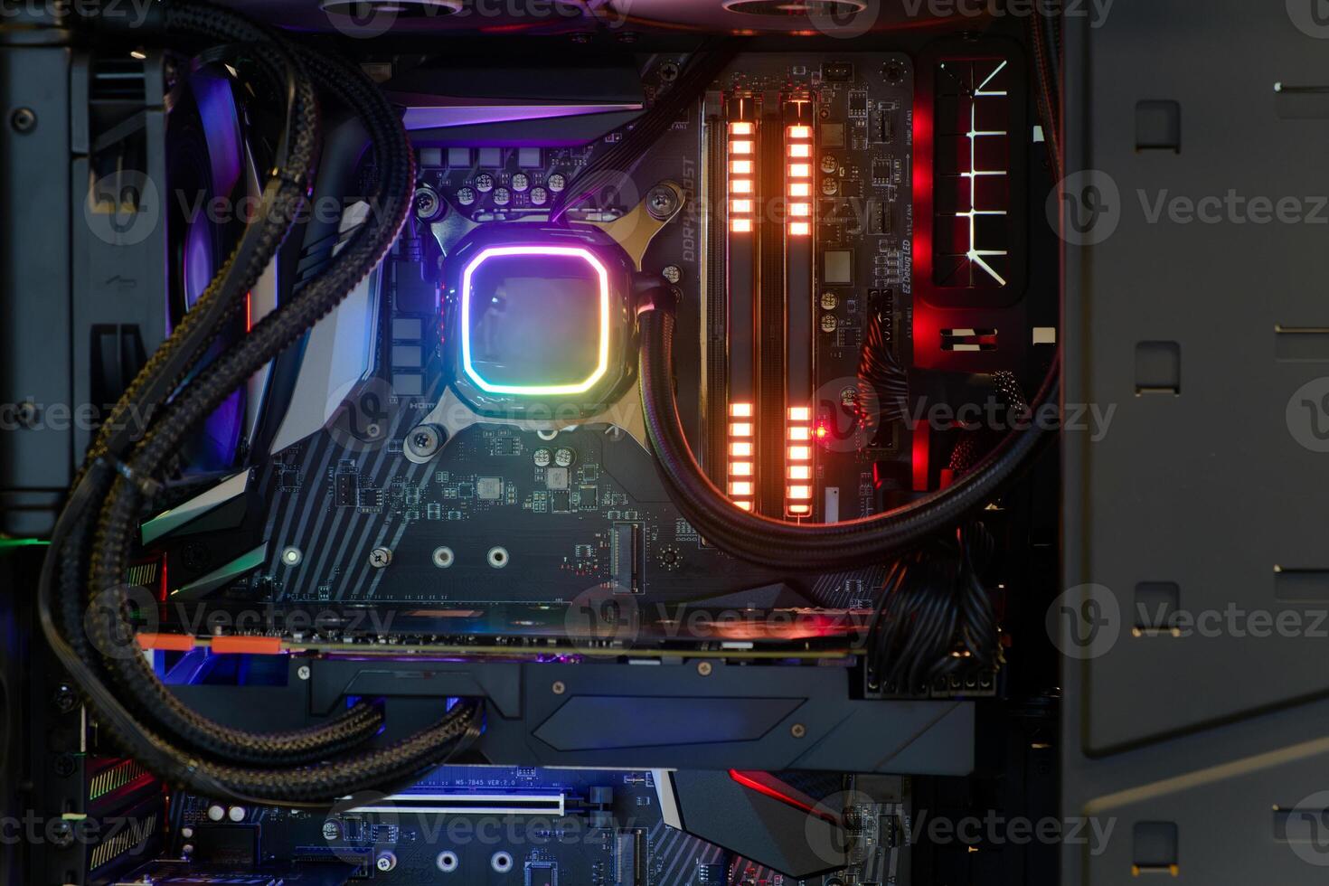 Inside Desktop PC Gaming and Water Cooling CPU with LED RGB Light Show  Status on Working Mode Stock Image - Image of modify, equipment: 151732609