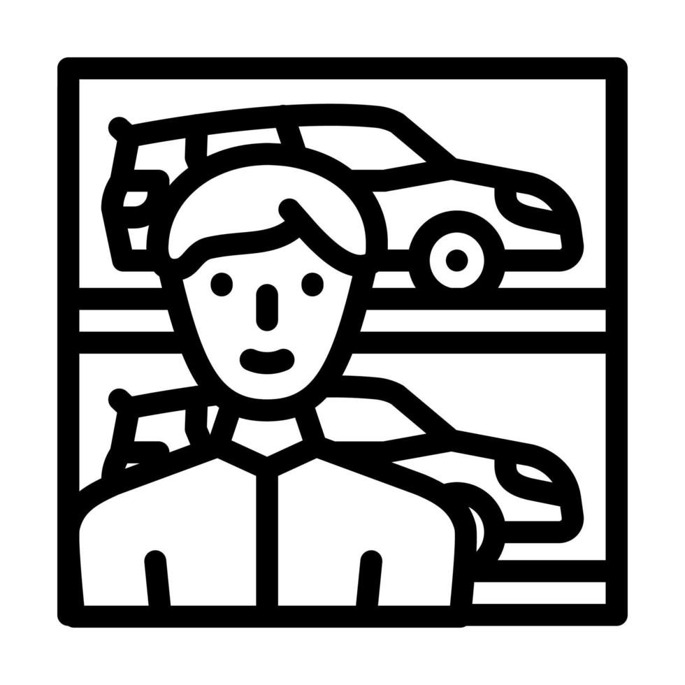 Ilustración de vector de icono de línea de vendedor de automóviles