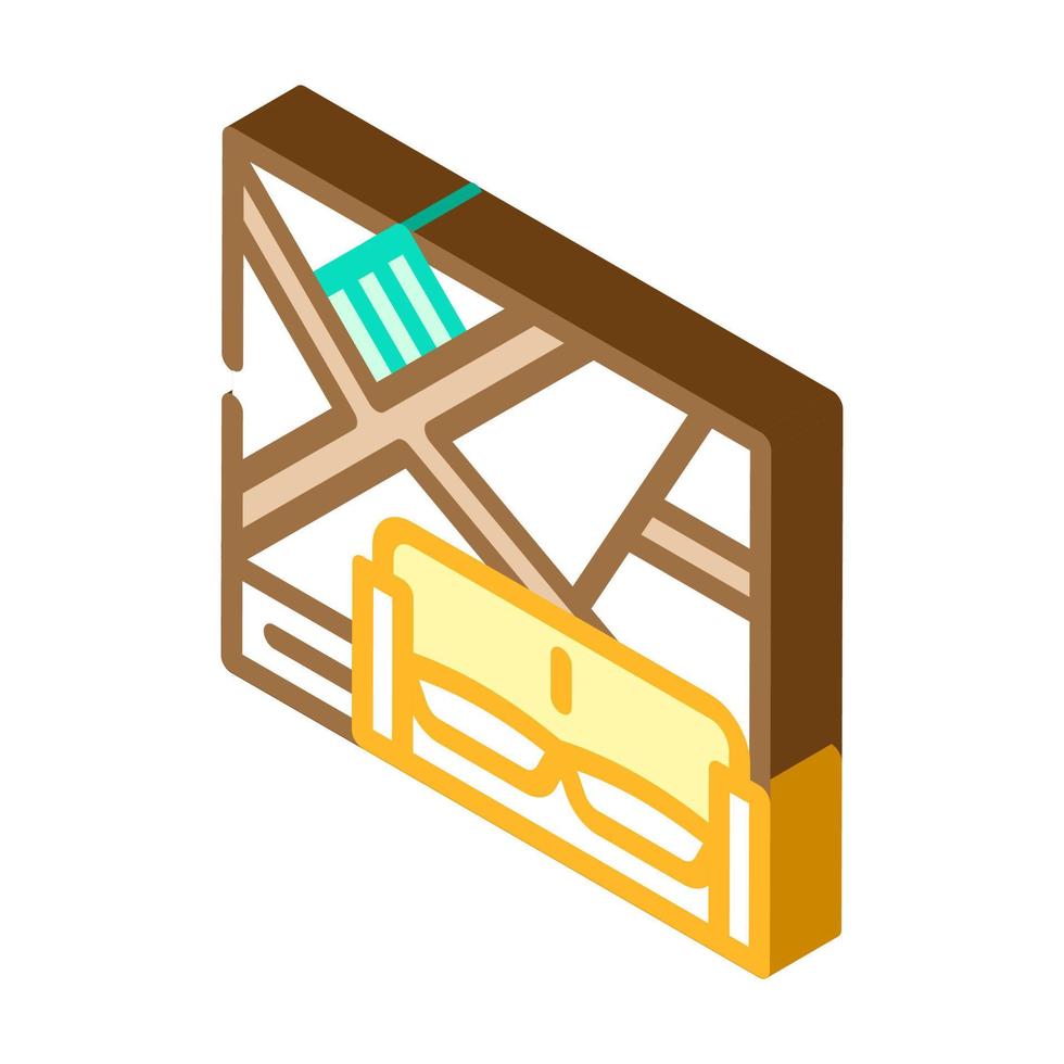 wall with slanting shelves isometric icon vector illustration