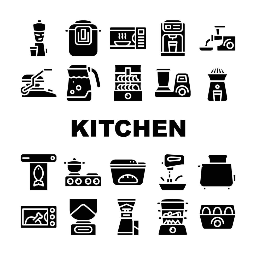 iconos de colección de electrónica de cocina establecer ilustraciones vectoriales vector