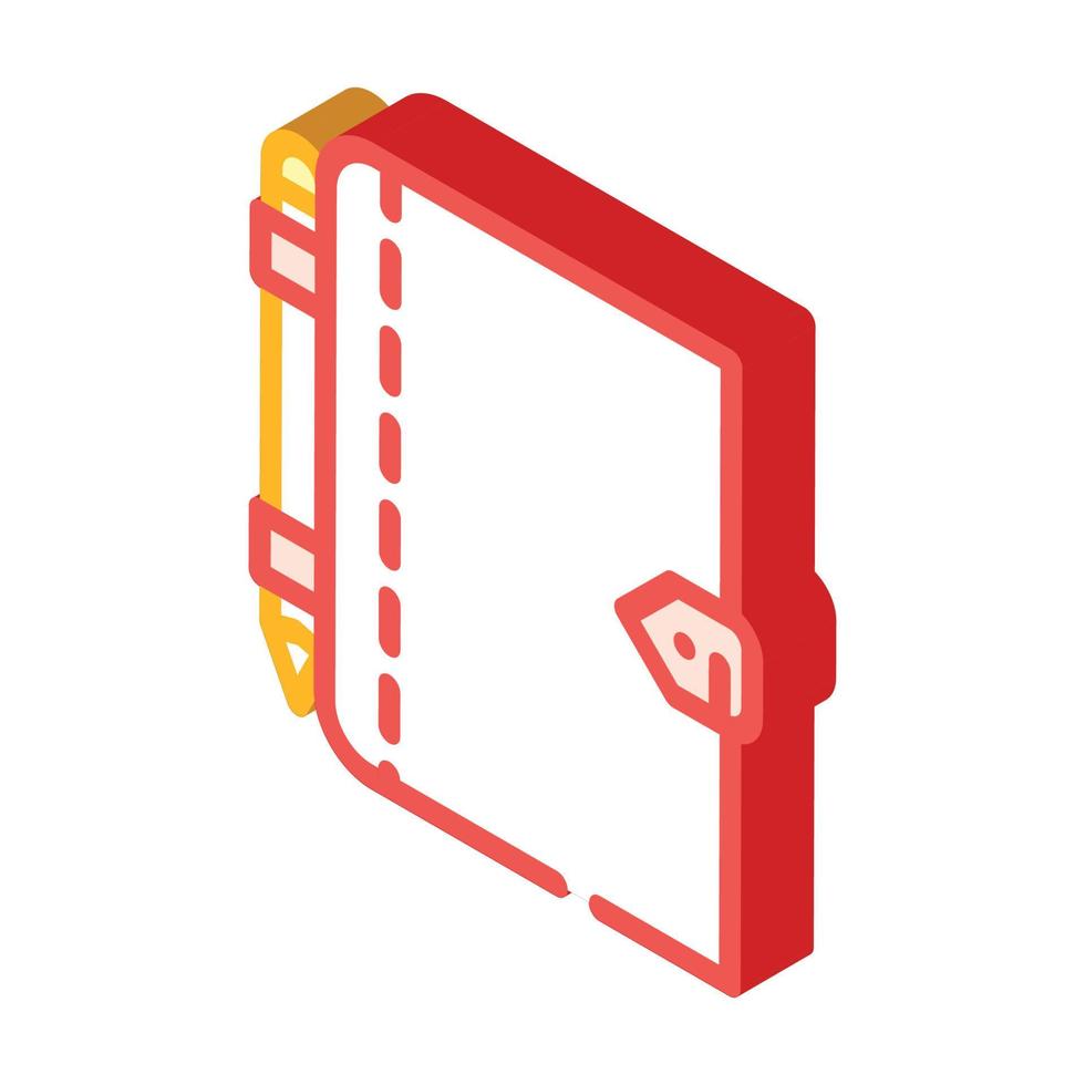 diary with pen isometric icon vector illustration