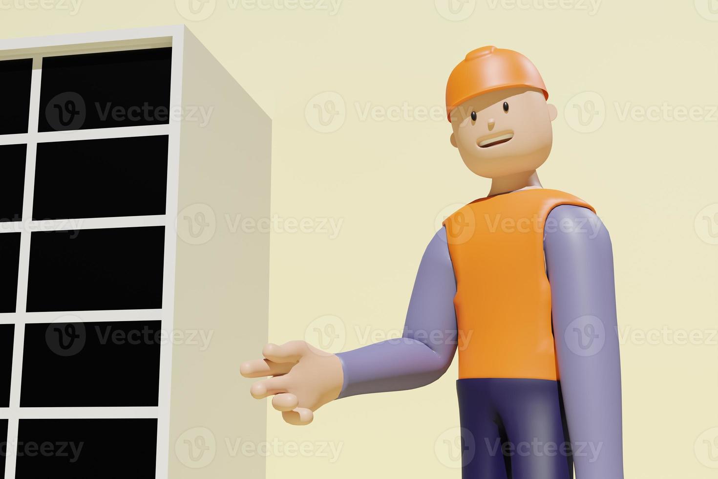 3D rendering engineer characters supervise the work and perform various tasks. photo