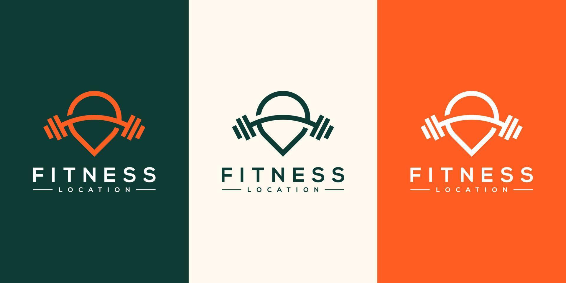 Fitness gps map pin pointer Gym logo design template, design for