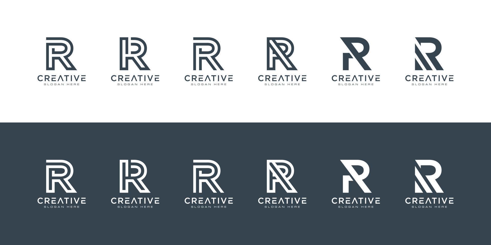 set of initials letter R abstract logo vector design