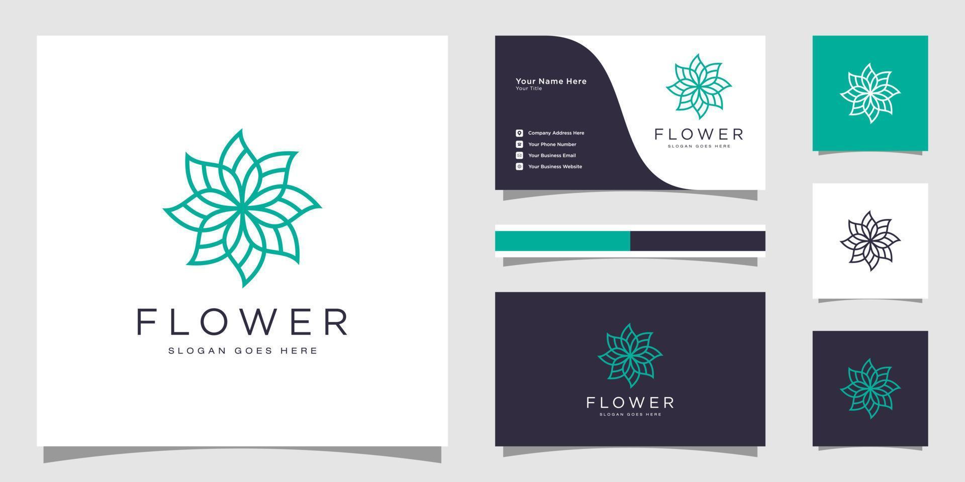 minimalista elegante flor rosa salón de belleza de lujo, moda, productos para el cuidado de la piel, cosméticos, yoga y spa. plantillas de logotipos y diseño de tarjetas de visita. vector