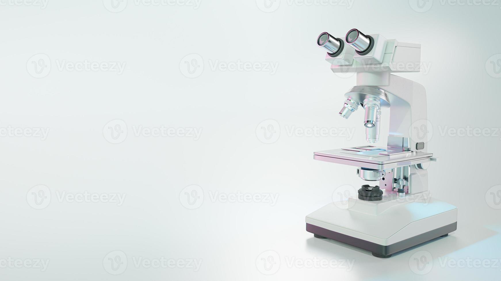 Microscope chemistry. pharmaceutical instrument. microbiology magnifying tool and symbol of chemical science exploration. photo