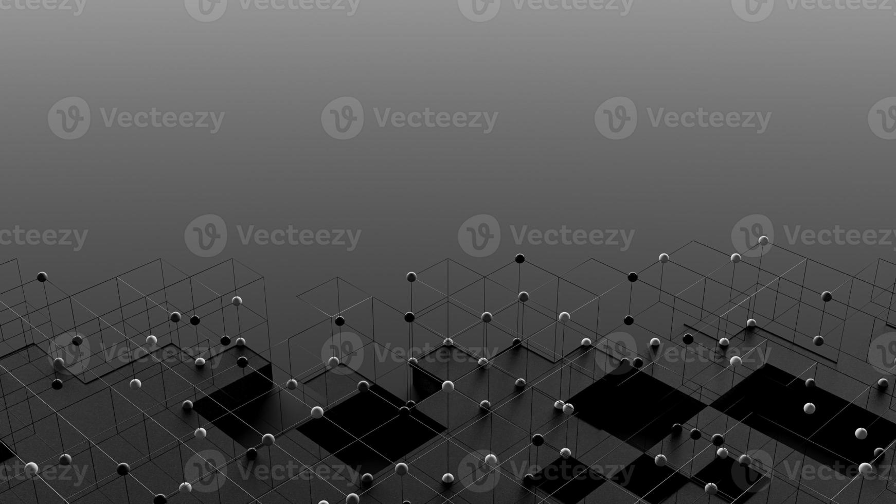 Technology abstract background. Futuristic Graphic. Black square grid and network with connected circle design. photo