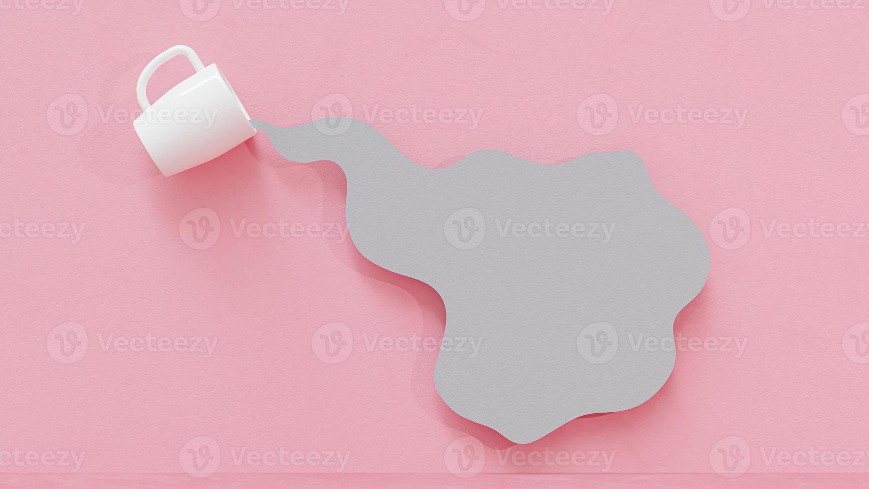 Pink cement wall and frame that look like water spilling out of a glass. photo