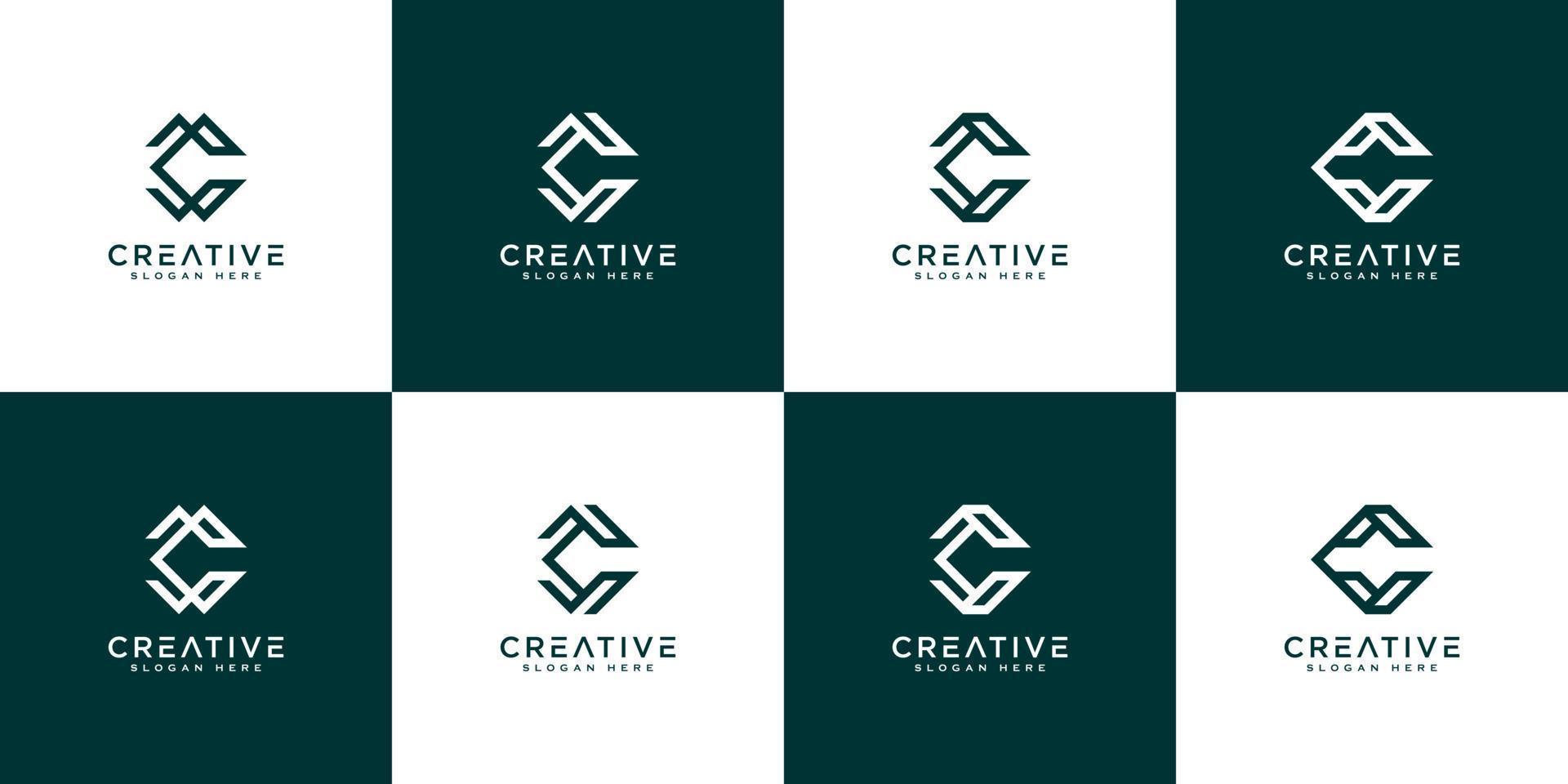 Set of initial letter C abstract logo vector template